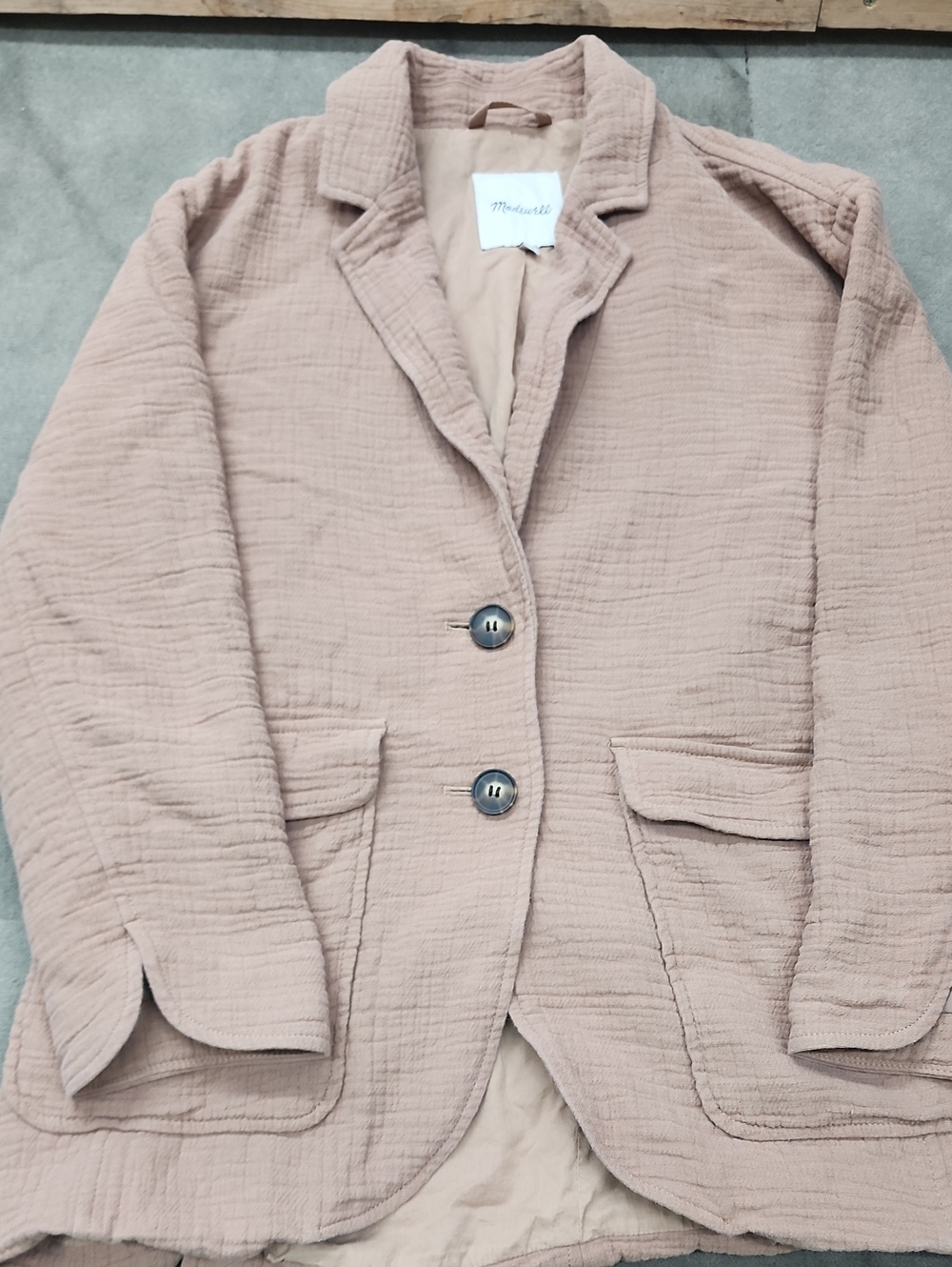 Madewell Lightspun Dorset Blazer Textured Pink Medium